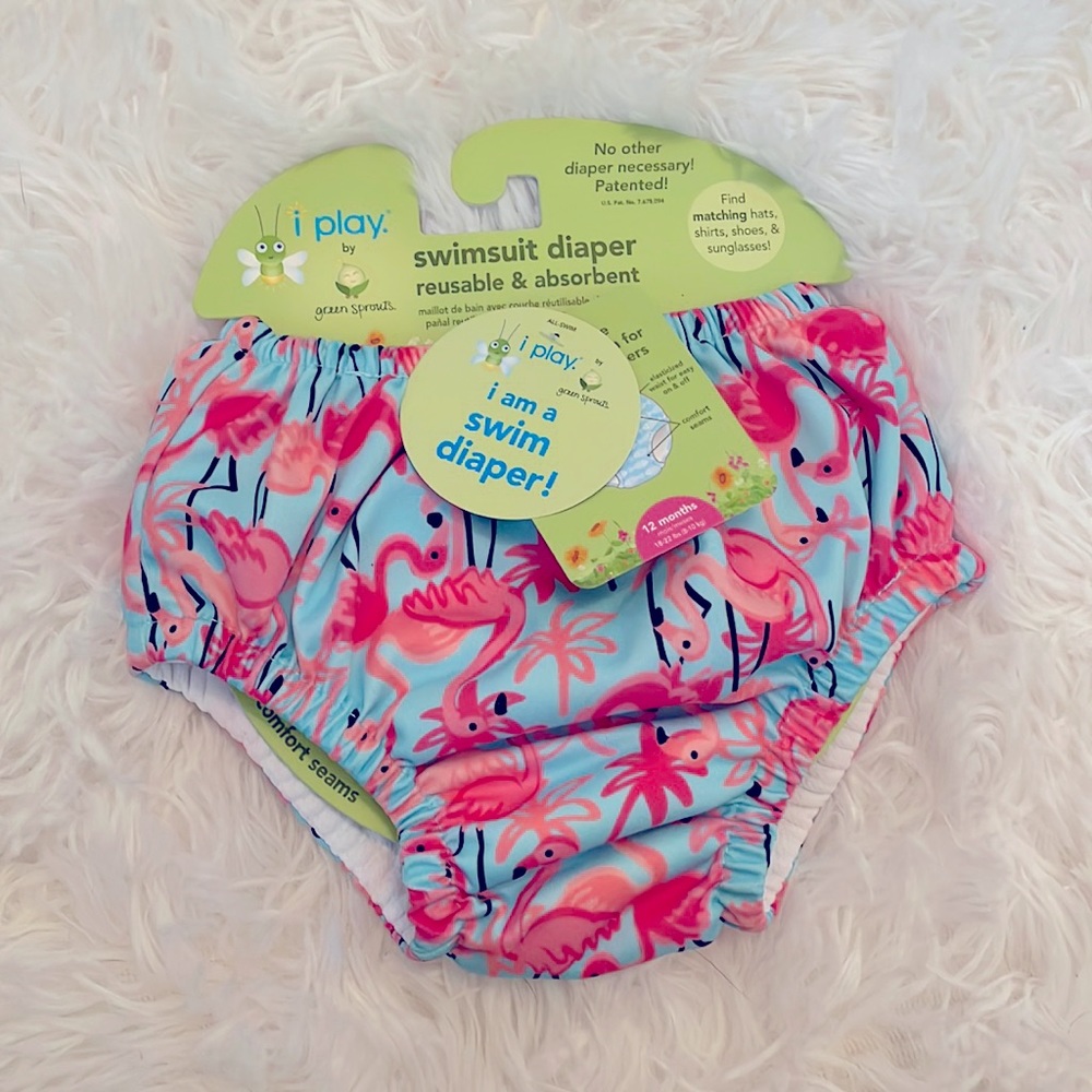 New 》Reusable Flamingo Swim Diaper 》12 months